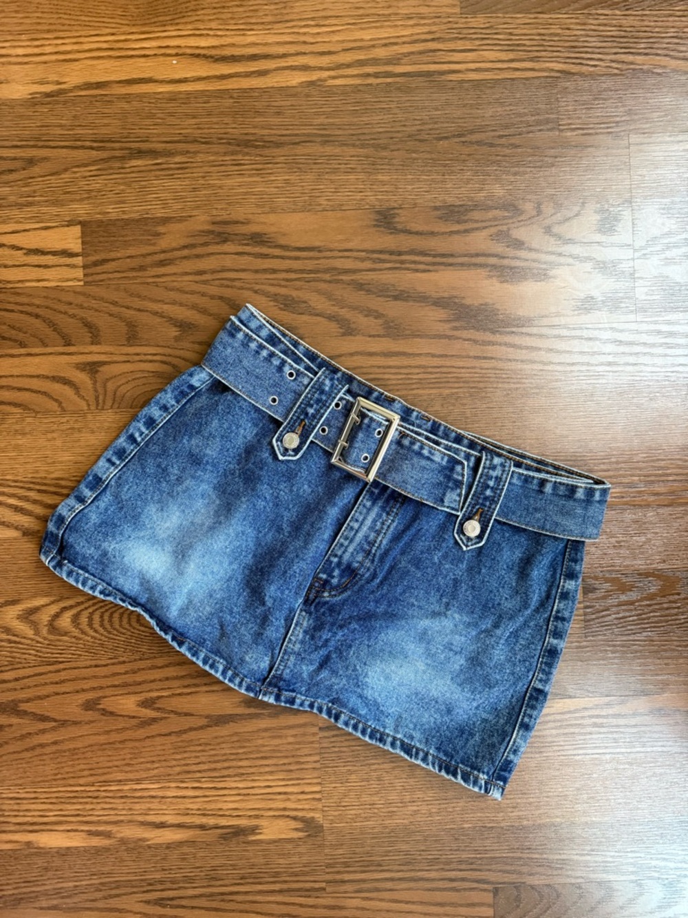 Amazon Blue Denim Mini Skirt with Belt